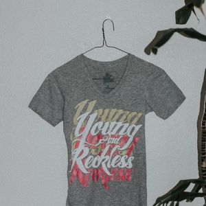 Grey V Neck Tee  Shirt